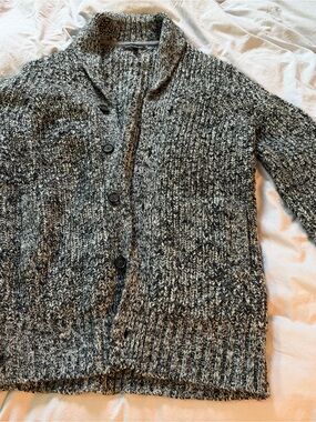 Men's Banana Republic Chunky Knit Shawl Collar Cardigan Sweater - Marled Gray